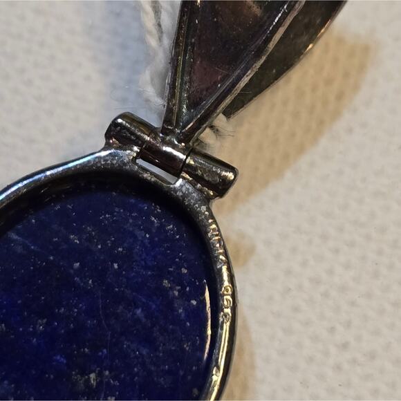 Sterling Silver 925 Oxidized Lapis and Blue Topaz‎ Pendant New! - Picture 3 of 9